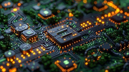 Obraz premium Abstract Technology Background with Glowing Circuitry.