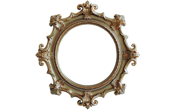 A circular frame with intricate detailing, ready to showcase a cherished memory