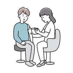 注射を打つ看護師と男性のイラスト素材