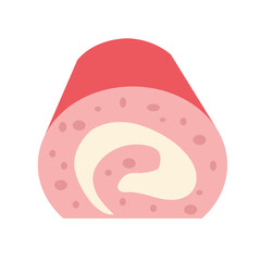 Strawberry Roll Cake ,sweet food theme, flat icon style