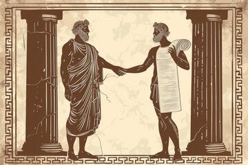 Fototapeta premium Classical Greek Scene with Figures