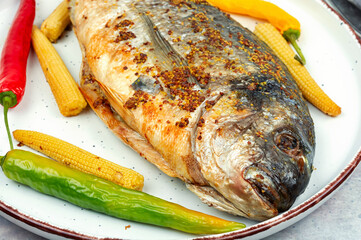 Roasted dorado or sea bream