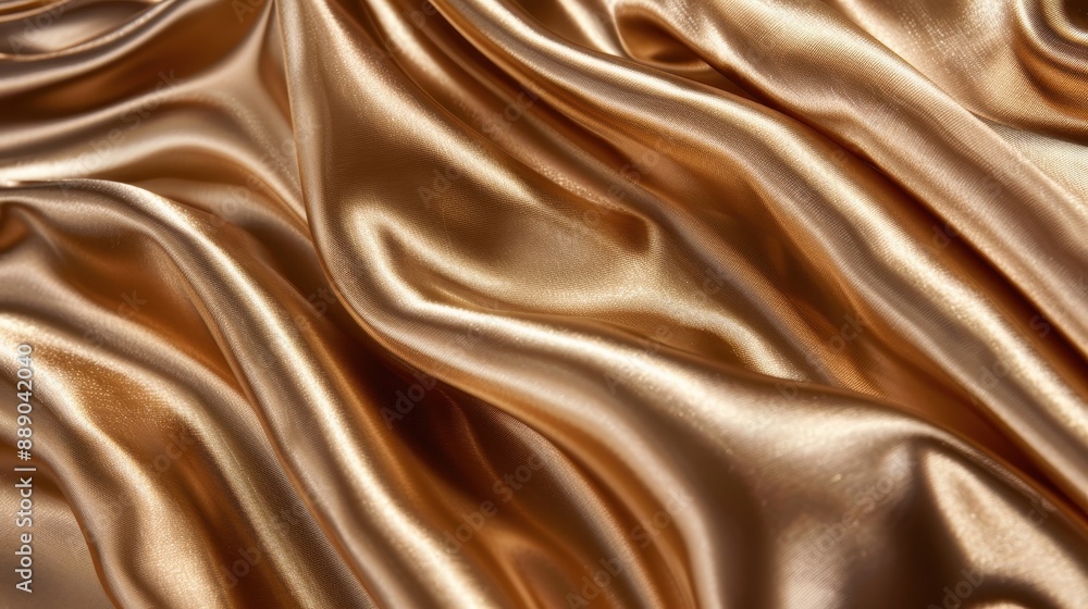 Poster a gold fabric with a shiny texture. the fabric is draped over a surface, creating a sense of movemen