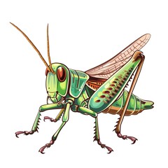 Grasshopper Retro animal fashion cartoon isolated whitebackground