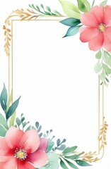Fototapeta premium floral frame with copyspace on white background. field flowers mockup, watercolor illustration.