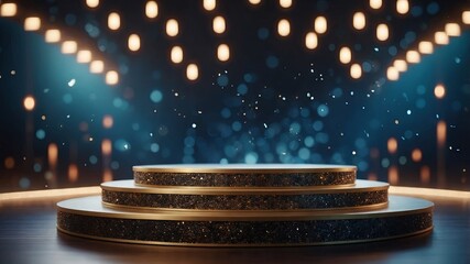 Obraz premium glamorous podium with bokeh effect for high end product presentation. AI generated.