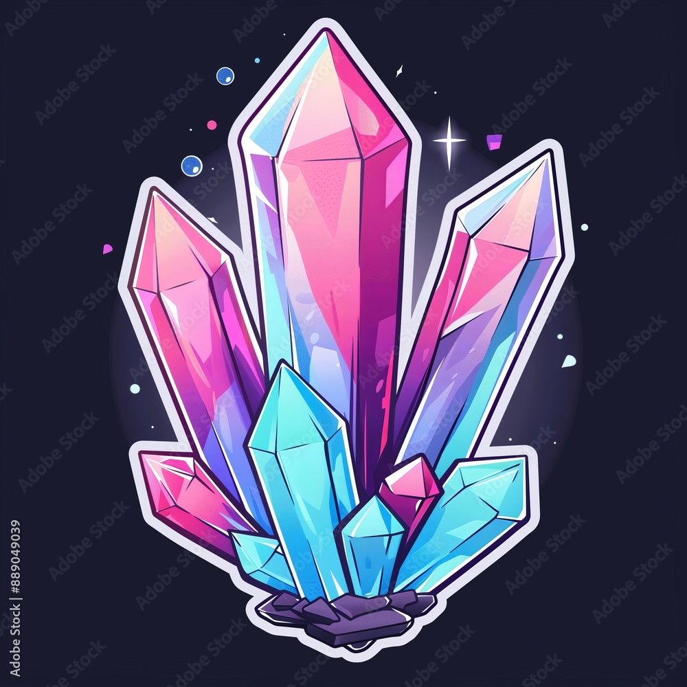 Canvas Prints Vivid and Colorful Crystal Cluster Illustration with Pink and Blue Tones