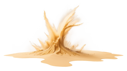 golden sand flying explosion isolated transparent background