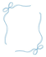 Blue vintage bows frame, Hand drawn ribbons border illustration.	
