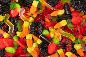 Assorted colorful gummy candies. Jelly  sweets.