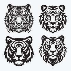 Fototapeta premium Tiger Vector Illustration Silhouette Collection