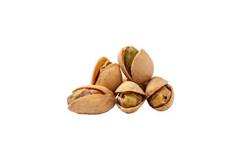 Tasty pistachios isolated on a white background.