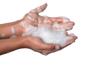 Fototapeta premium rubbing hands with soap