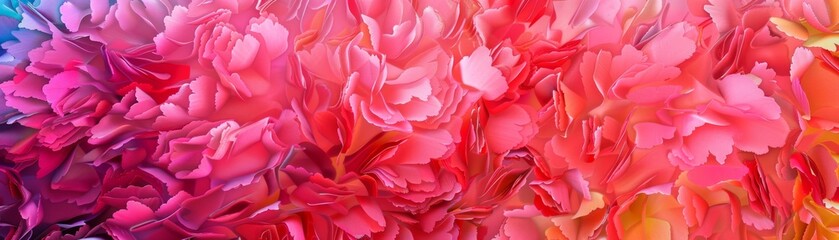 Vibrant Abstract Floral Digital Painting with Pink and Red Hues and Rich Textures, Seamless Design \