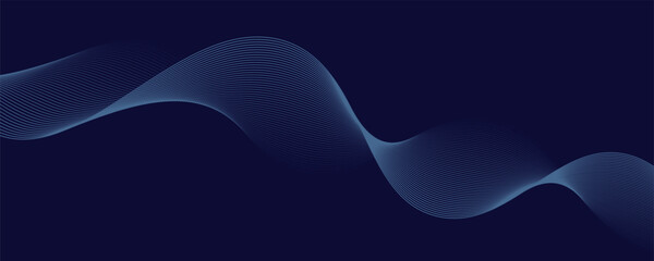 Abstract glowing wave lines on dark blue background. Dynamic wave pattern. Modern flowing wavy lines. Futuristic technology concept.