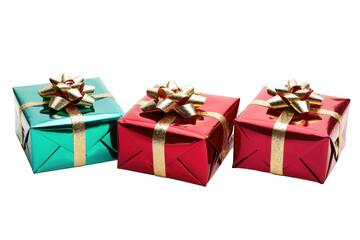 Obraz premium Shiny Wrapped Gift Boxes with Gold Bows