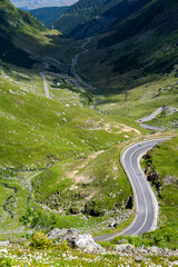 Transfagarasan famous road in Romania. Very picturesque mountain road in the Carpathians, Romania. Landscape or nature on a mountain top.