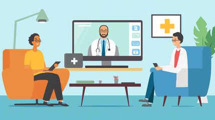 doctors and patients using digital devices for consultations, highlighting the convenience and accessibility of remote healthcare services