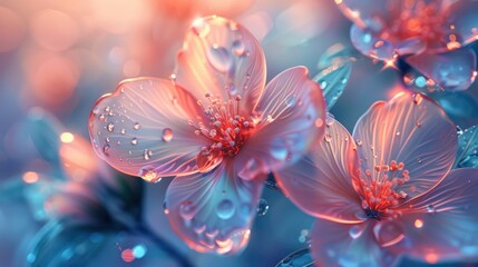 Fototapeta premium Abstract flowers in translucent style.