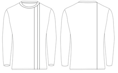 Long Sleeve T Shirt three-quarter sleeves raglan round neck t shirt technical fashion flat sketch vector illustration template front and back