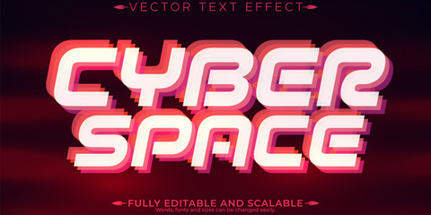 Cyber editable text effect, customizable space and technology 3d font style