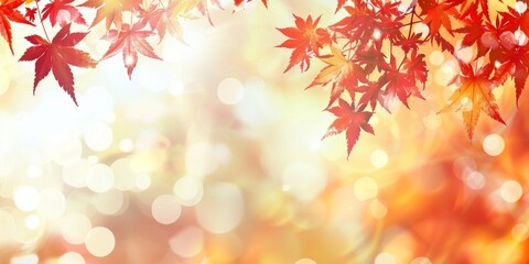 Fototapeta premium Beautiful Yellow, Red, and Orange Leaves in Autumn Park with Fallen Leaves Setting. October Autumn Atmosphere Captured in an Artistic Design Mockup Template for 4K High-Resolution Wallpaper, AI-Genera