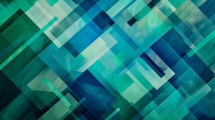 Abstract Geometric Pattern with Turquoise and Blue Squares.