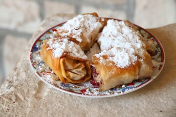 Croatian food - cherry strudel