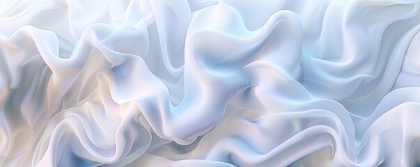 Fototapeta premium Abstract White Fabric Waves, 3D Render, Digital Art, Texture, Background. , Abstract, Texture