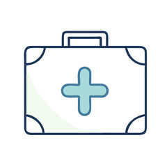 Obraz premium Minimalist Doctor's Bag Icon, Blue and White, Medical Equipment Symbol with Copy Space