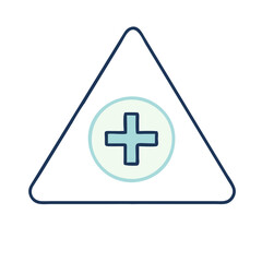 Obraz premium Minimalist Health Alert Icon, Blue and White, Medical Warning Symbol with Copy Space