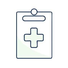 Obraz premium Minimalist Medical History Icon, Blue and White, Healthcare Documentation Symbol with Copy Space