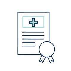 Fototapeta premium Minimalist Medical Certificate Icon, Blue and White, Documentation Symbol with Copy Space