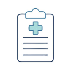 Fototapeta premium Minimalist Medical Report Icon, Blue and White, Healthcare Document Symbol with Copy Space
