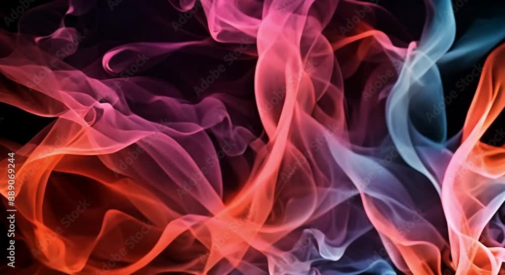 Poster generate a video featuring abstract patterns of smoke, constantly morphing and changing shapes, set 