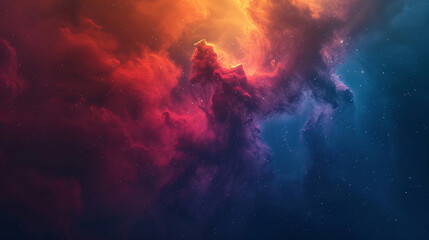 Surreal colorful nebula in space with stars, smoke, fog, and dust