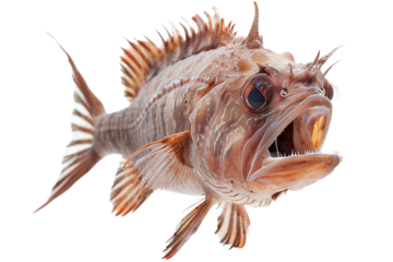 Deep-sea angler fish with glowing lure attracting prey