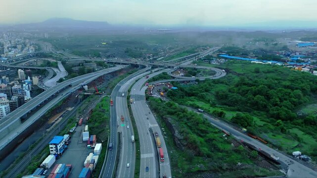Aerial view of multiple complex highway