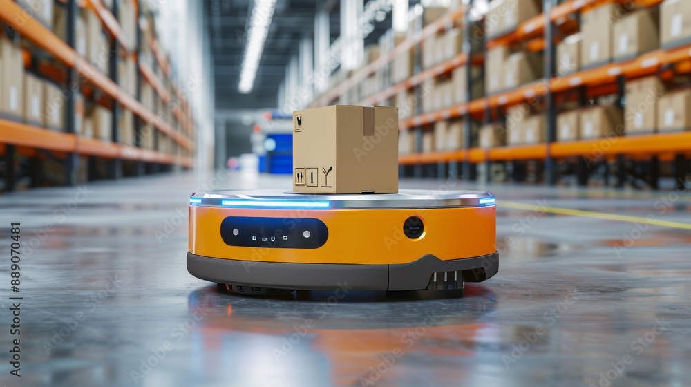 Poster robots in warehouses are changing the future of delivery. they move boxes around and make it faster 