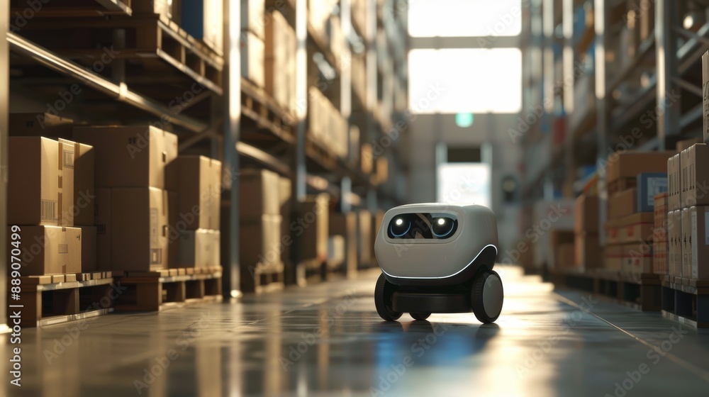 Poster robots in warehouses are changing the future of delivery. they move boxes around and make it faster 