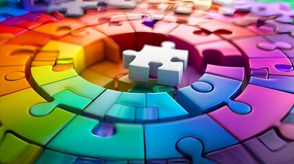 Shopping online is represented by a puzzle piece on a vibrant pie chart.