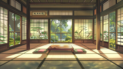 Fototapeta premium Clip art for background of Japanese-style room