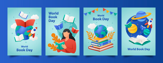 Fototapeta premium World book day cartoon cover set