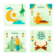 Fototapeta premium Eid al-fitr illustrations in flat design