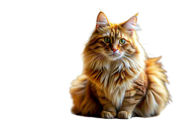 Fototapeta premium an orange fluffy cat in a white background