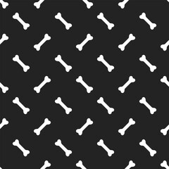 White bones on black background. Vector seamless pattern. Best for textile, print, wrapping paper, package and Halloween's decoration.