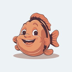 Cute fish cartoon vector illustration sticker sea animal sport icon concept