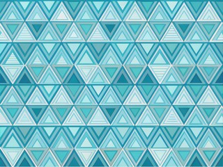 Vibrant light blue retro geometric pattern featuring seamless triangles and squares in abstract harmony, creating a mesmerizing seamless background with infinite possibilities.
