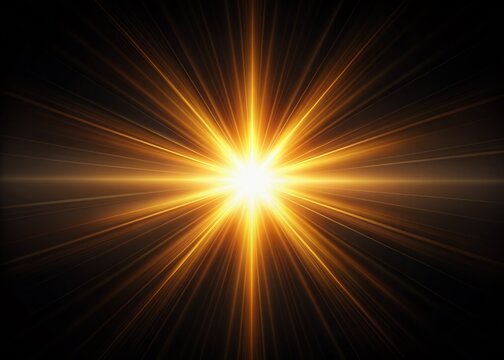 A single beam of light radiates from the center of a flat black background, casting a warm glow with subtle texture and dramatic contrast.