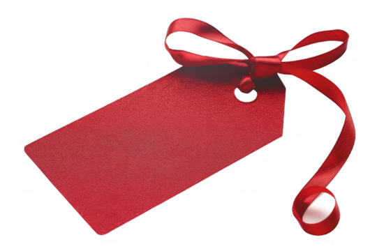 Red Gift Tag with Curled Ribbon